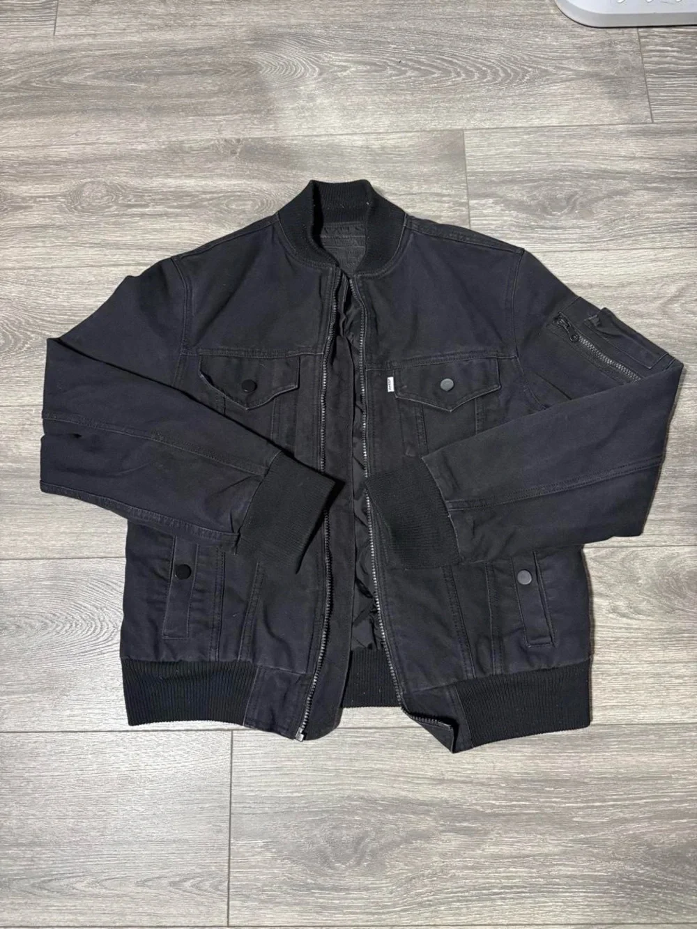 Levi Men's Black Bomber Jacket - Classic Everyday Outerwear